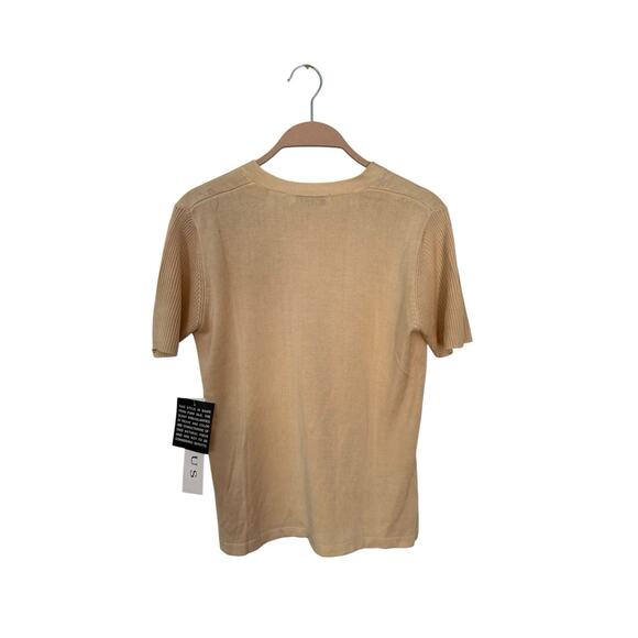 vintage Chaus Silk short sleeve v-neck sweater top size medium womens new cameo - Picture 2 of 3